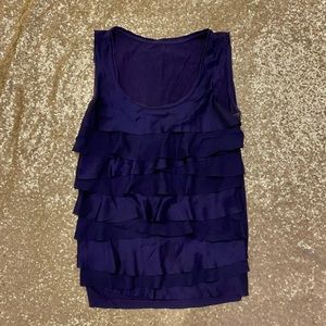 Ann Taylor Loft Sleeveless Ruffle Purple Blouse Size XXS